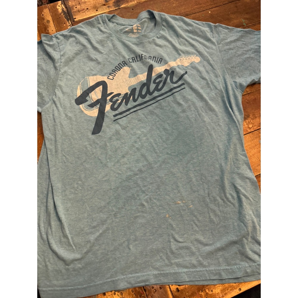 Fender Corona California Graphic T Shirt Mens XL Blue Guitar Logo Short Sleeve